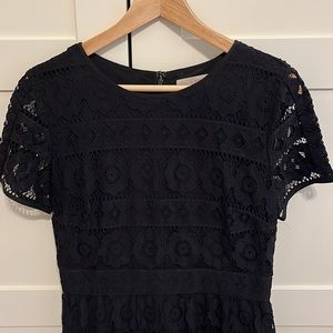LOFT short sleeved black lace dress sz 2